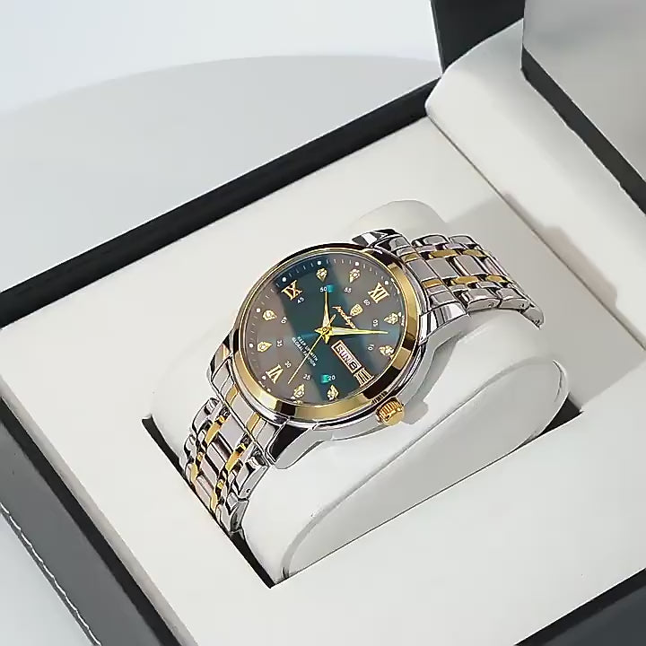 POEDAGAR 936 Fashion Casual Men Watch Waterproof Luminous Quartz Watches Stainless Steel Strap Calendar Watch for Men